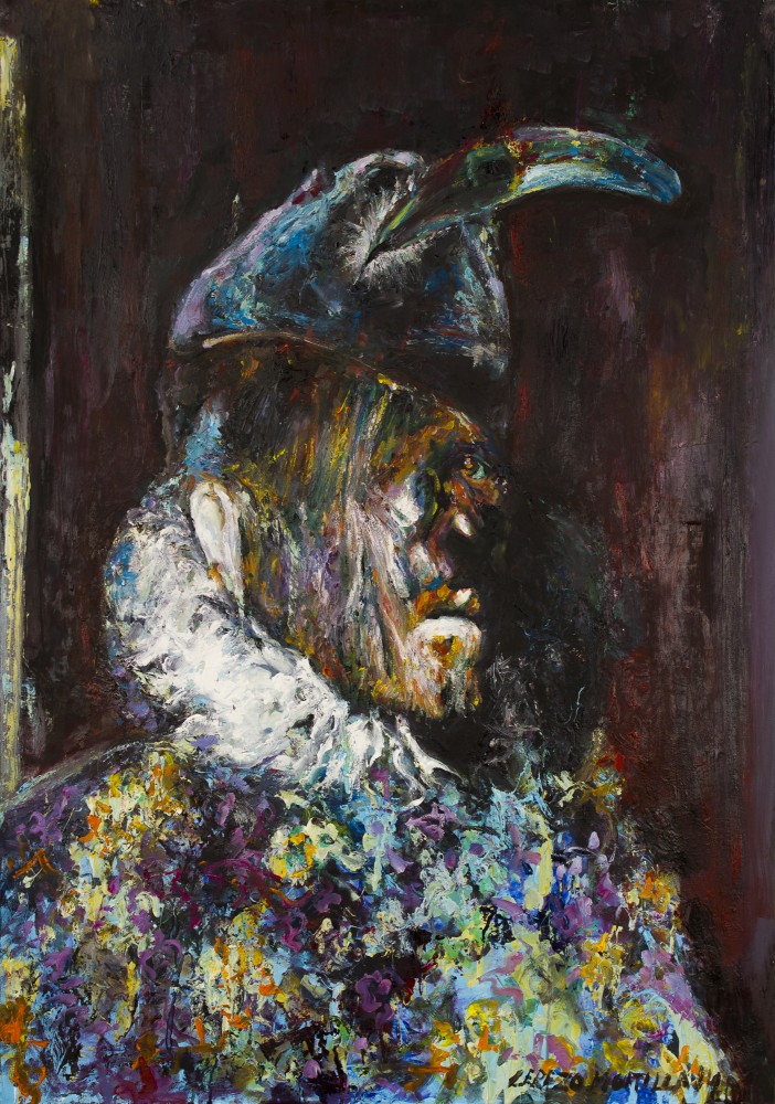 Hombre con pluma - Cerezo Montilla - compar cuadros modernos, comprar cuadros, cuadros modernos